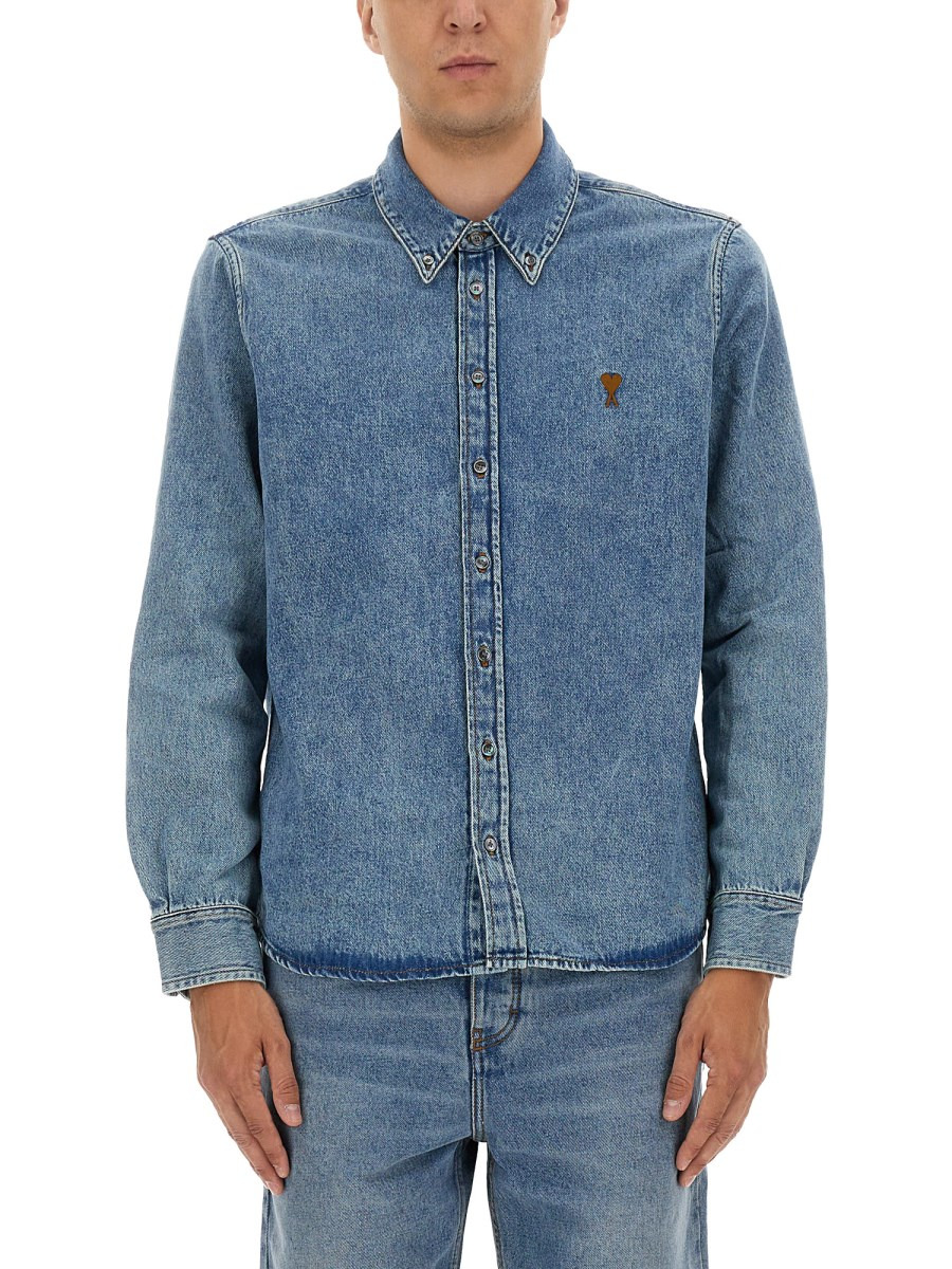 COTTON DENIM SHIRT WITH ADC EMBROIDERY - 1