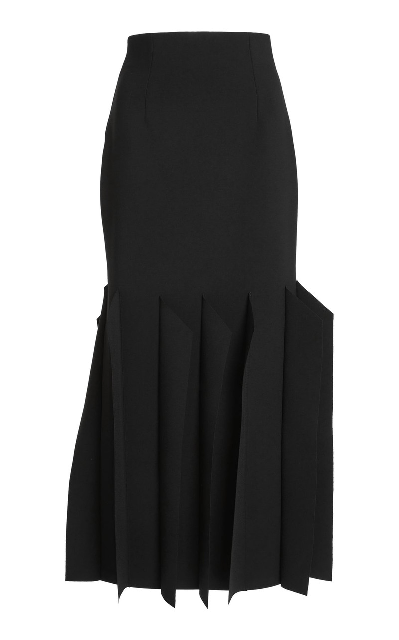 MIDI LENGTH SKIRT WITH HEM PANEL DETAIL BLACK 9