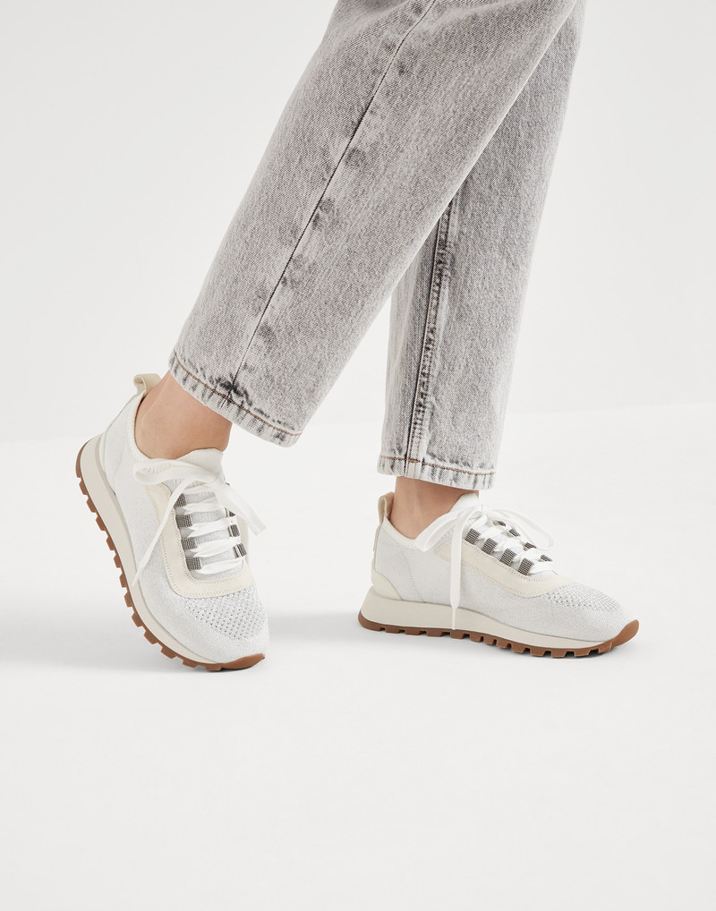 Sparkling cotton knit runners with shiny eyelets 4