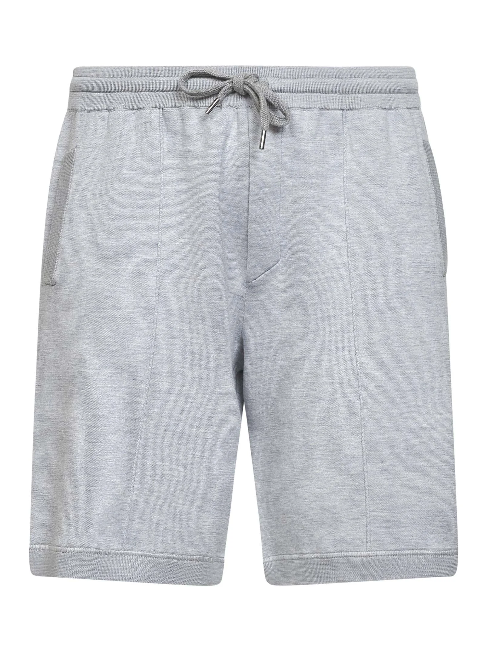 Grey double silk and cotton knit logo Bermuda shorts - 1