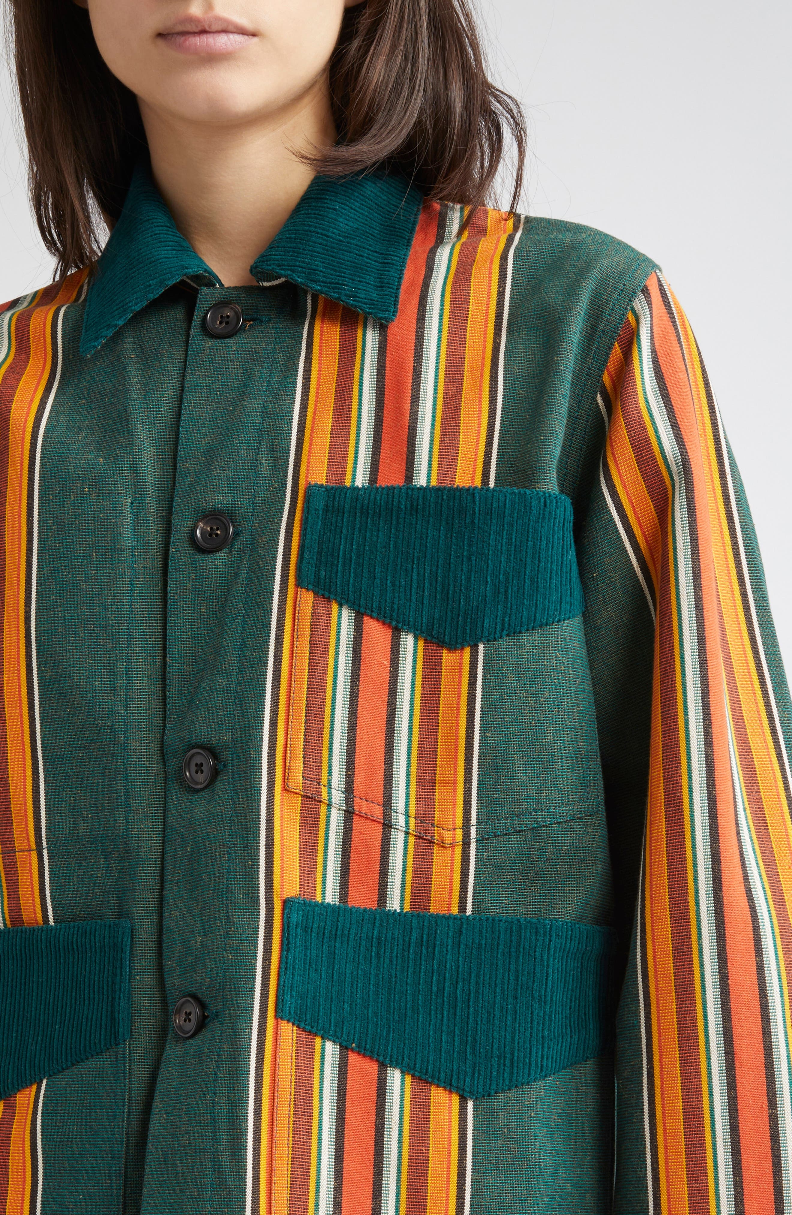Bode Parakeet Stripe Craft Jacket in Green Multi at Nordstrom - 5