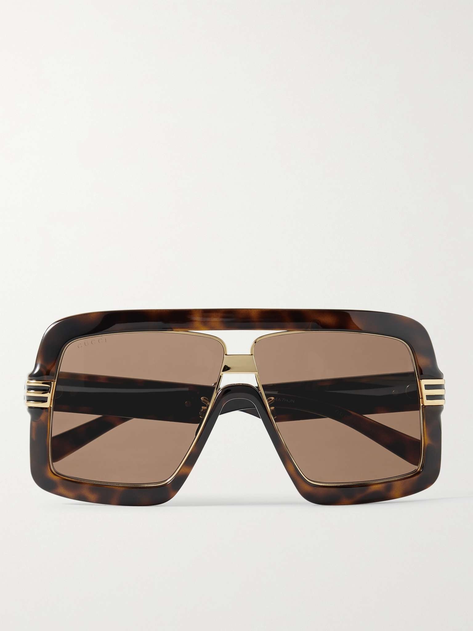 Oversized Square-Frame Tortoiseshell Acetate and Gold-Tone Sunglasses - 1