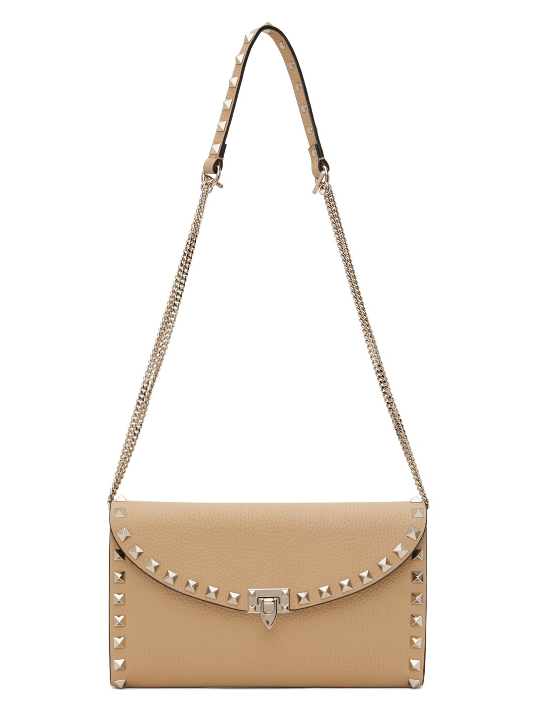 Beige Rockstud Chain Bag - 1