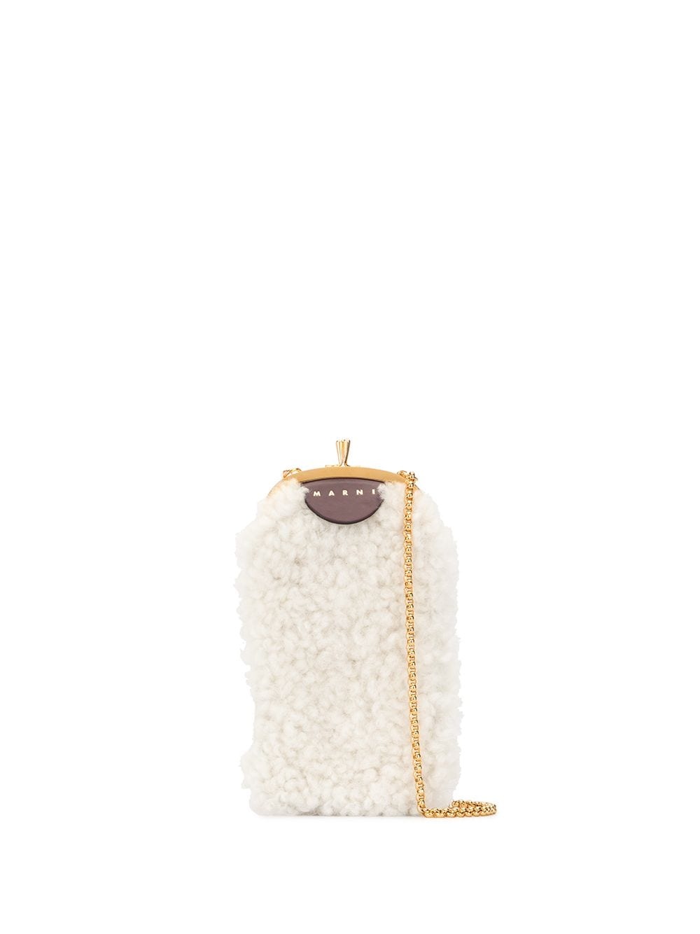 shearling crossbody phone holder - 1