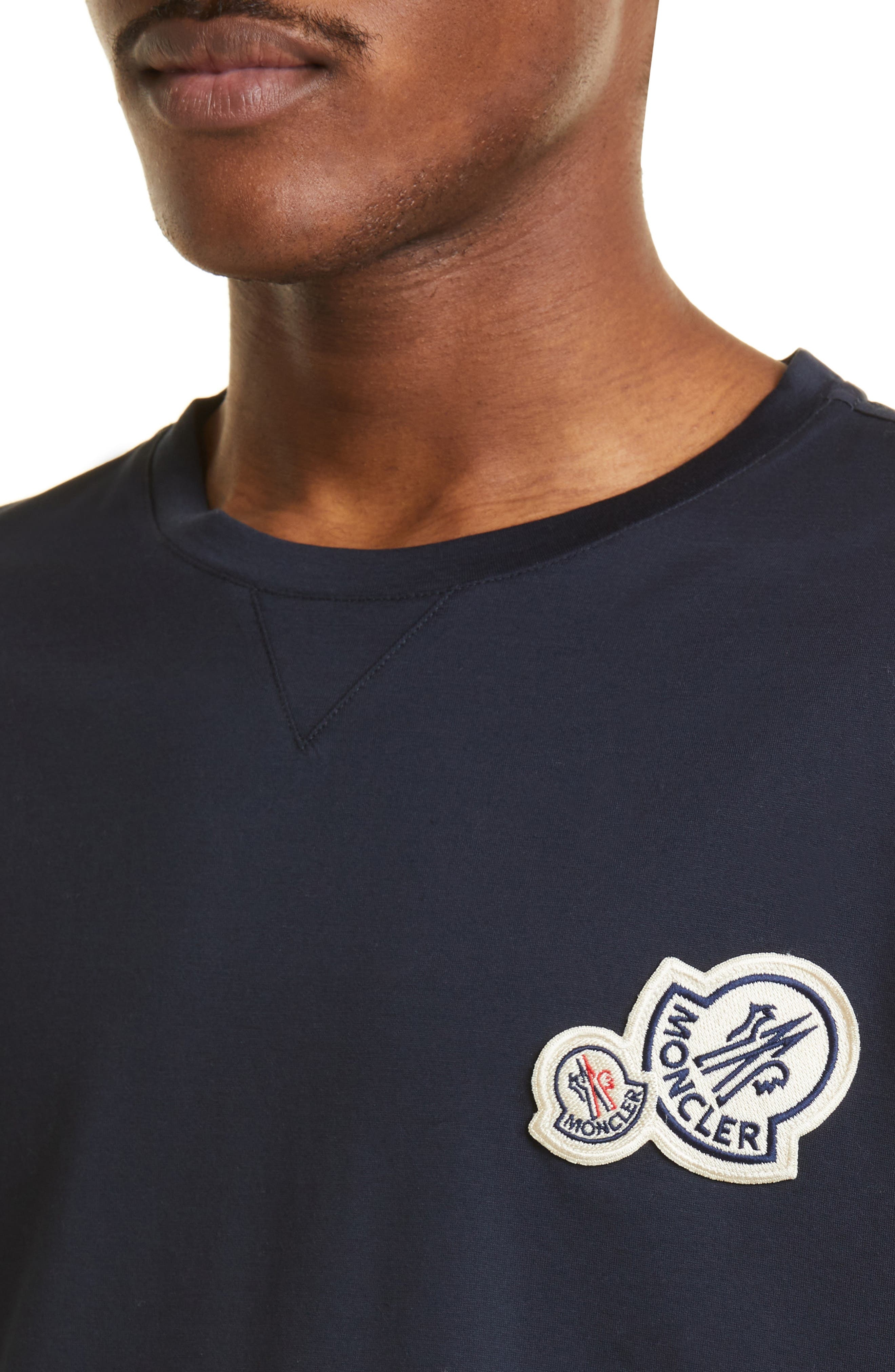 Moncler Double Logo Patch T-Shirt in Navy at Nordstrom - 5
