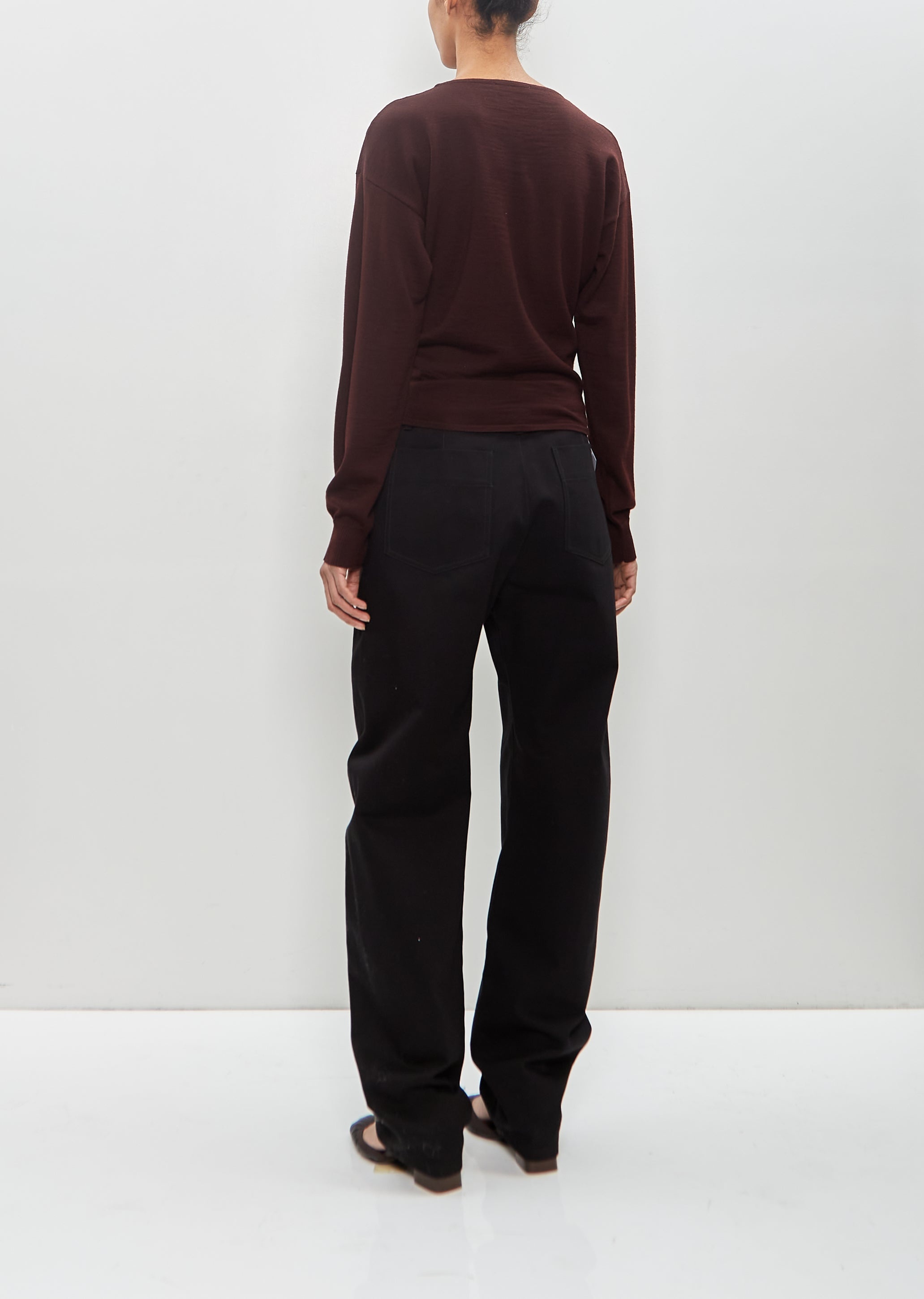 Cotton Five Pocket Twisted Pants — Black - 3