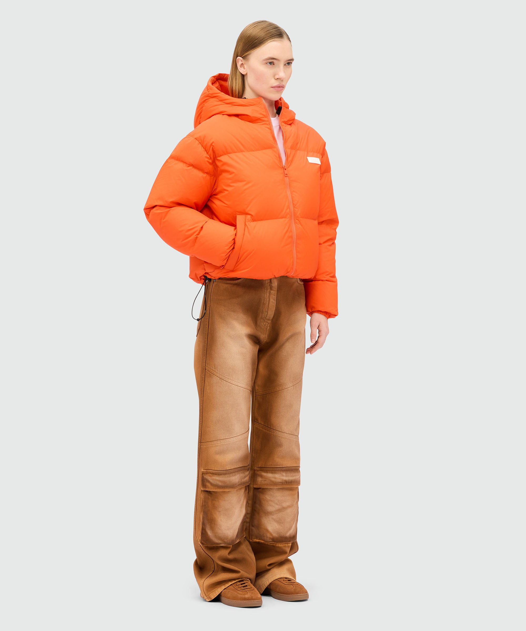 Orange ripstop nylon down jacket - 4