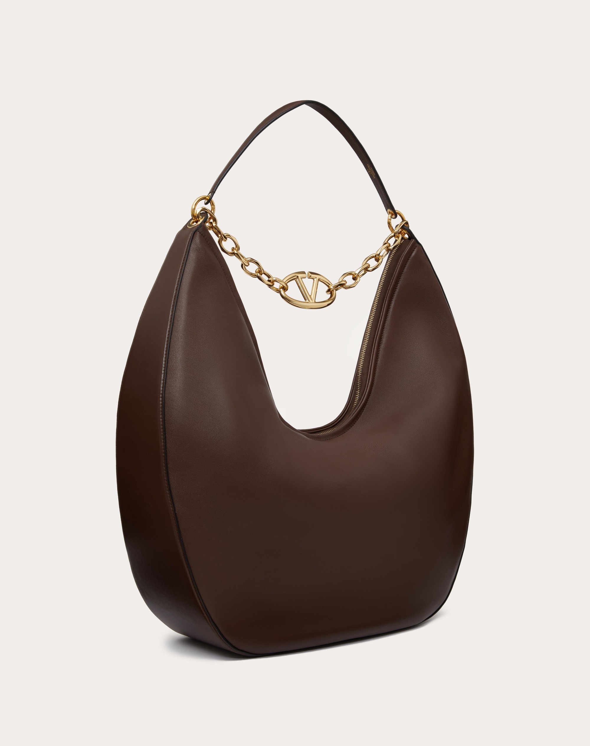 MAXI VLOGO MOON NAPPA LEATHER HOBO BAG WITH CHAIN - 3