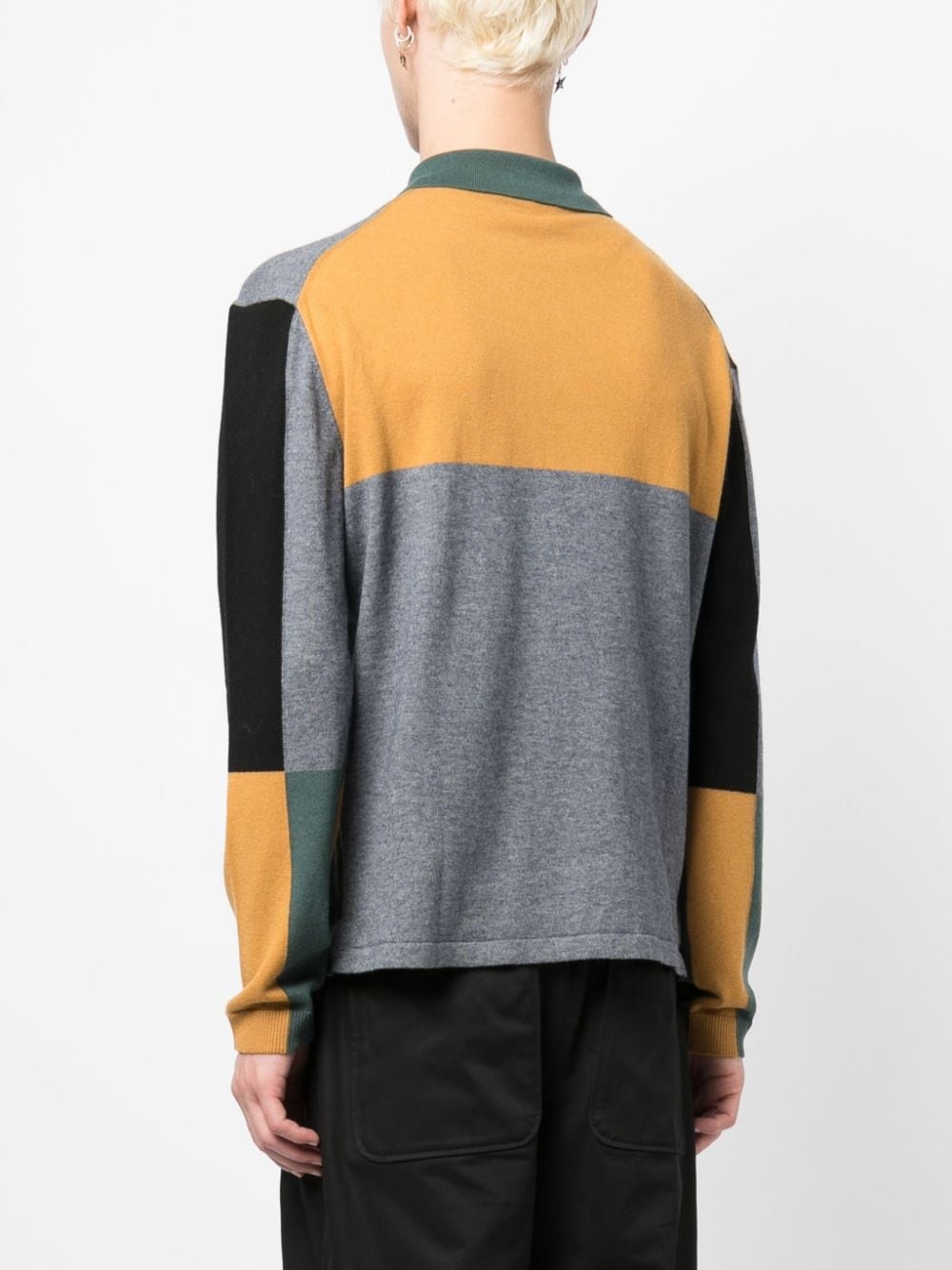 colour-block knitted polo jumper - 4