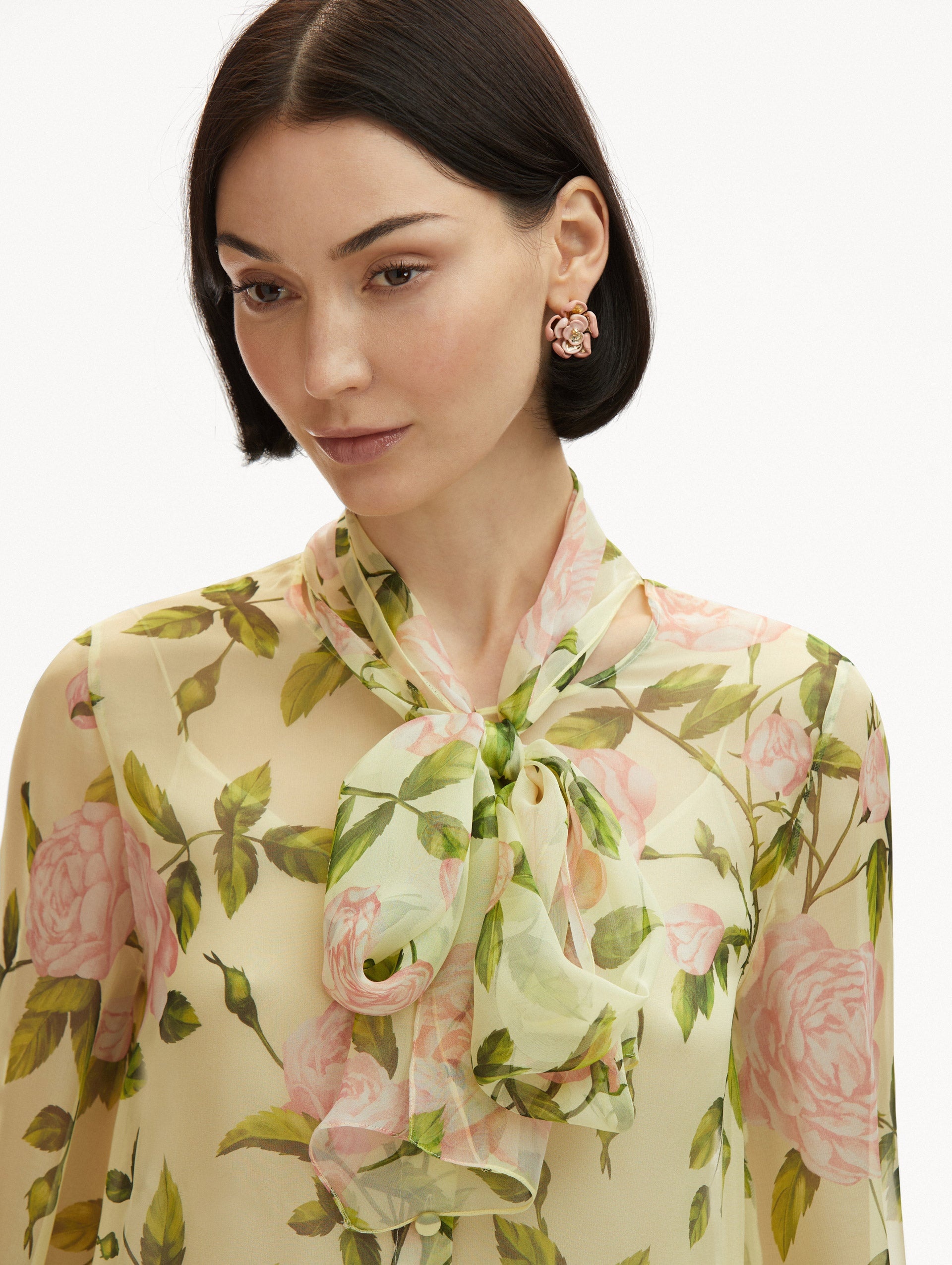 ENGLISH ROSE SILK CHIFFON BLOUSE - 6
