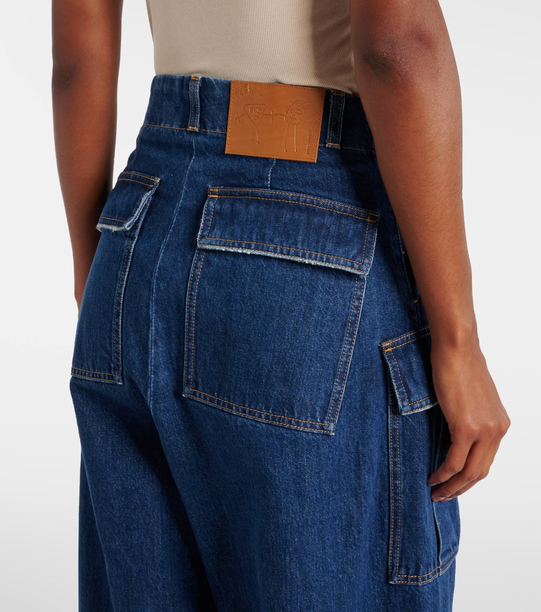 Mid-rise denim wide-leg pants - 6