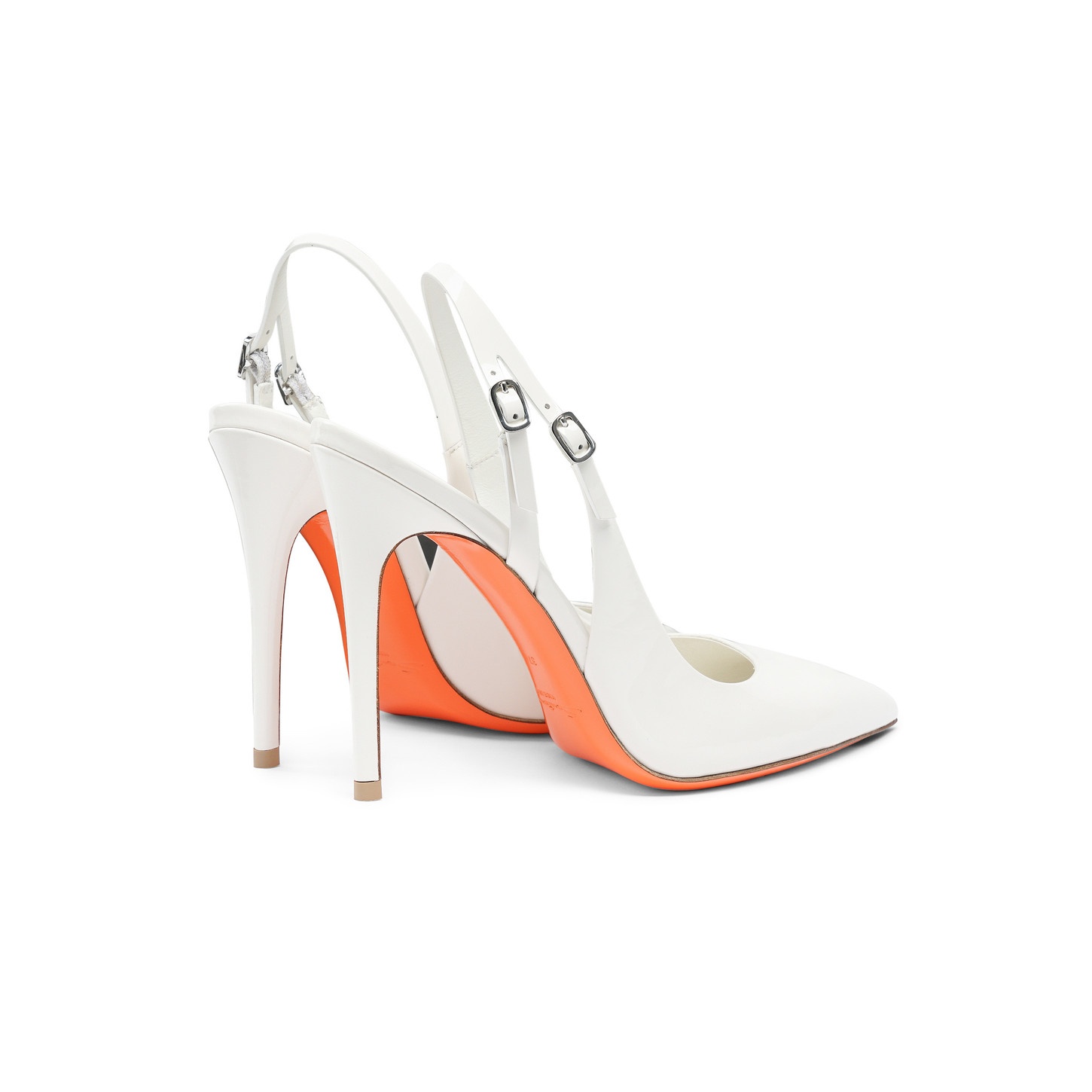 Women's white patent leather high-heel slingback - 4