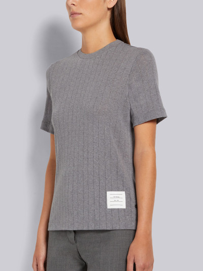 Thom Browne Medium Grey Cotton Pointelle Rib Short Sleeve Tee outlook