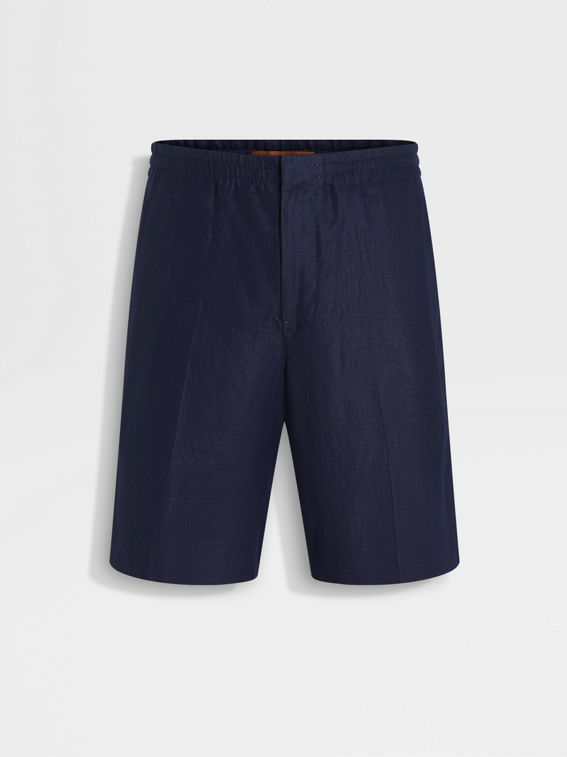 INK BLUE OASI LINO SHORTS 1