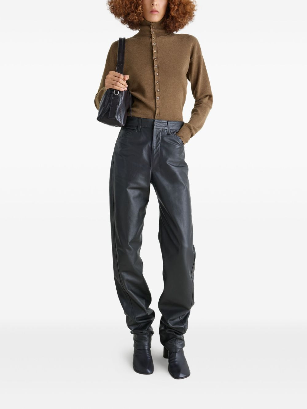 turtleneck buttoned cardigan - 2