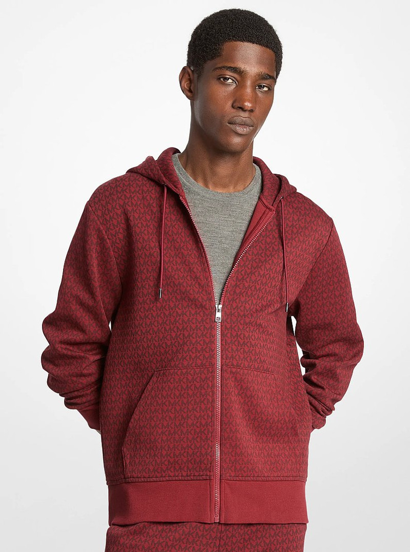 Signature Logo Cotton Blend Zip-Up Hoodie 1