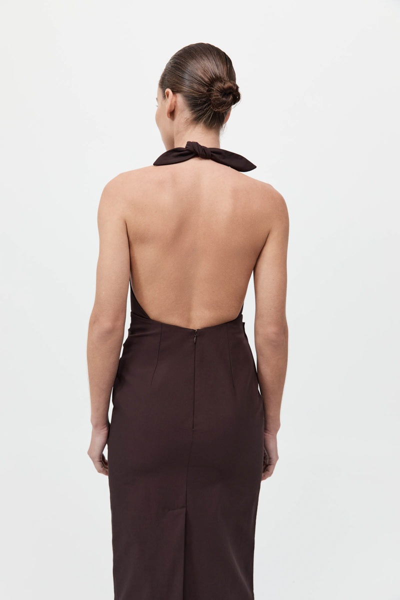 Structural Tie Dress - Port - 7
