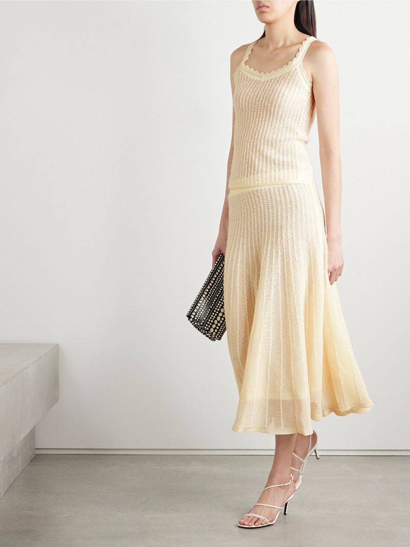 KHAITE Ennio scalloped pointelle-knit tank Cream outlook