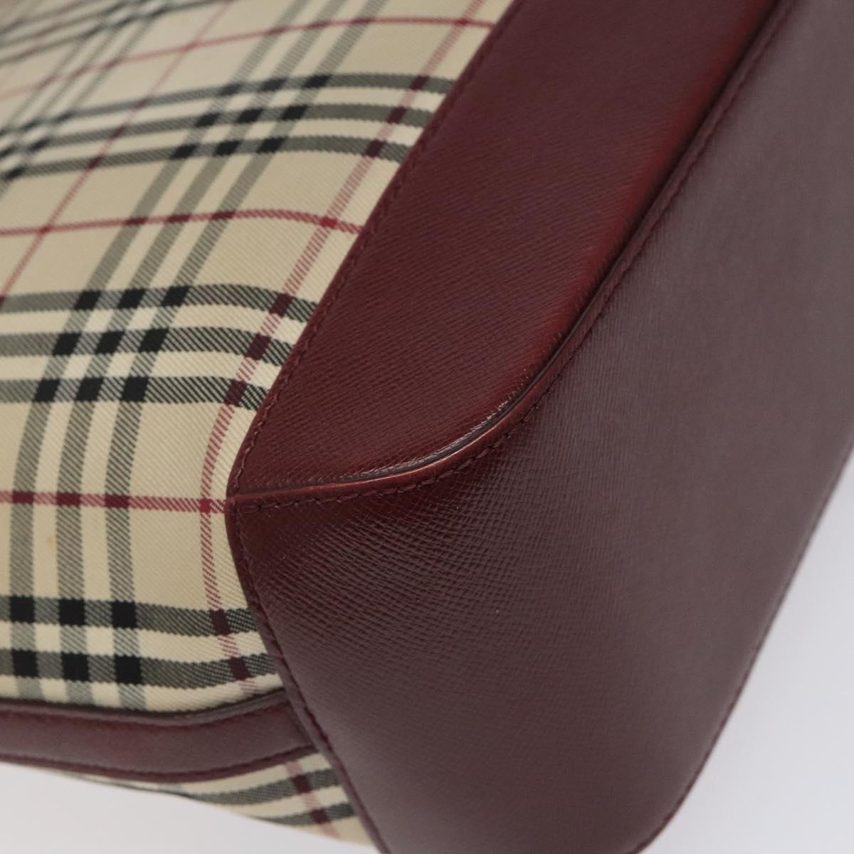 Burberry Nova Check Tote Bag Canvas Leather Beige Red Gold - 16