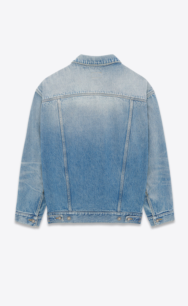 SAINT LAURENT oversized jacket in lake medium blue denim outlook