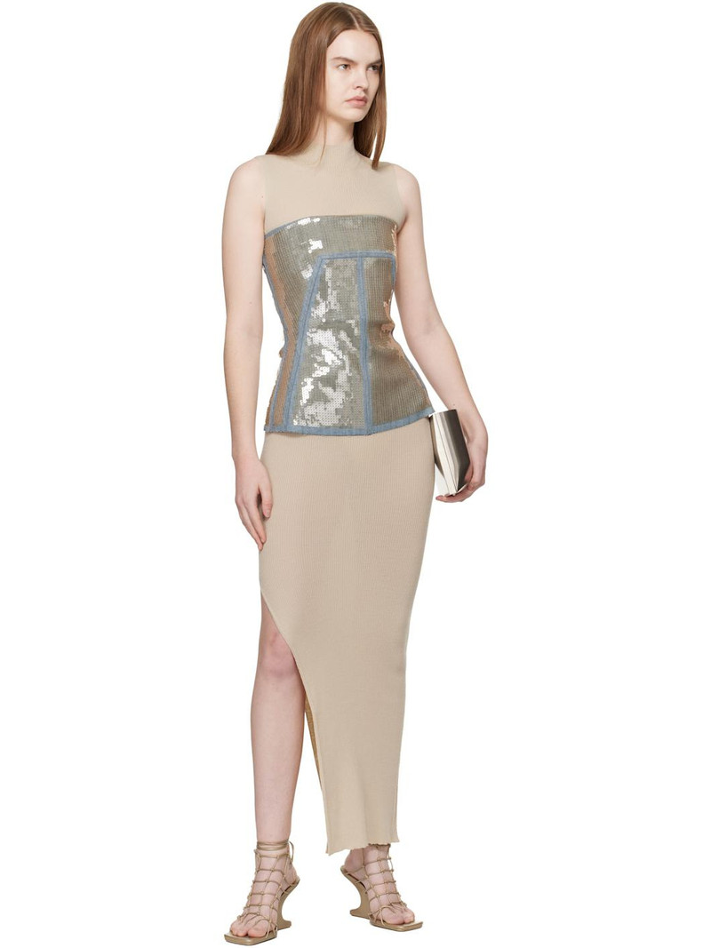 Rick Owens Blue & Beige Temple Bustier Top outlook