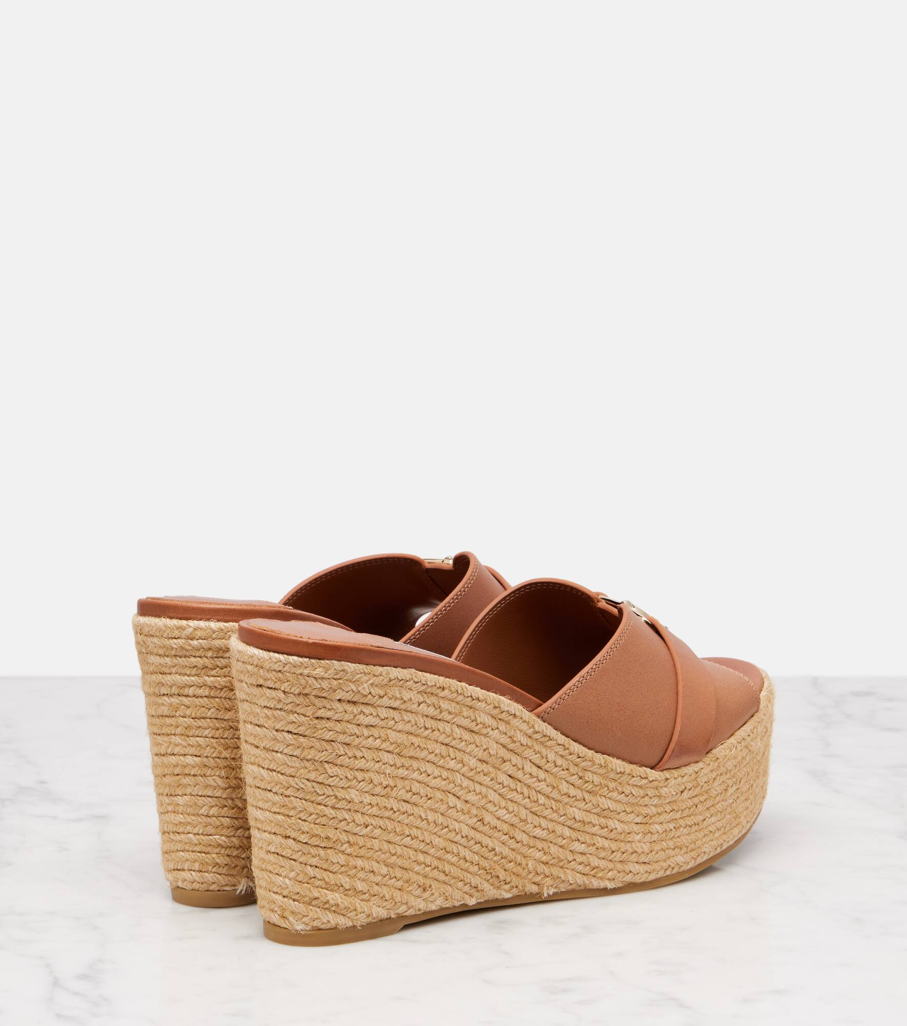 Leda 100 leather platform wedge sandals - 2