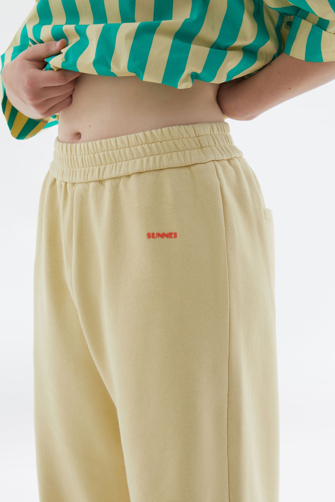 LIGHT YELLOW ELASTIC PANTS - 8