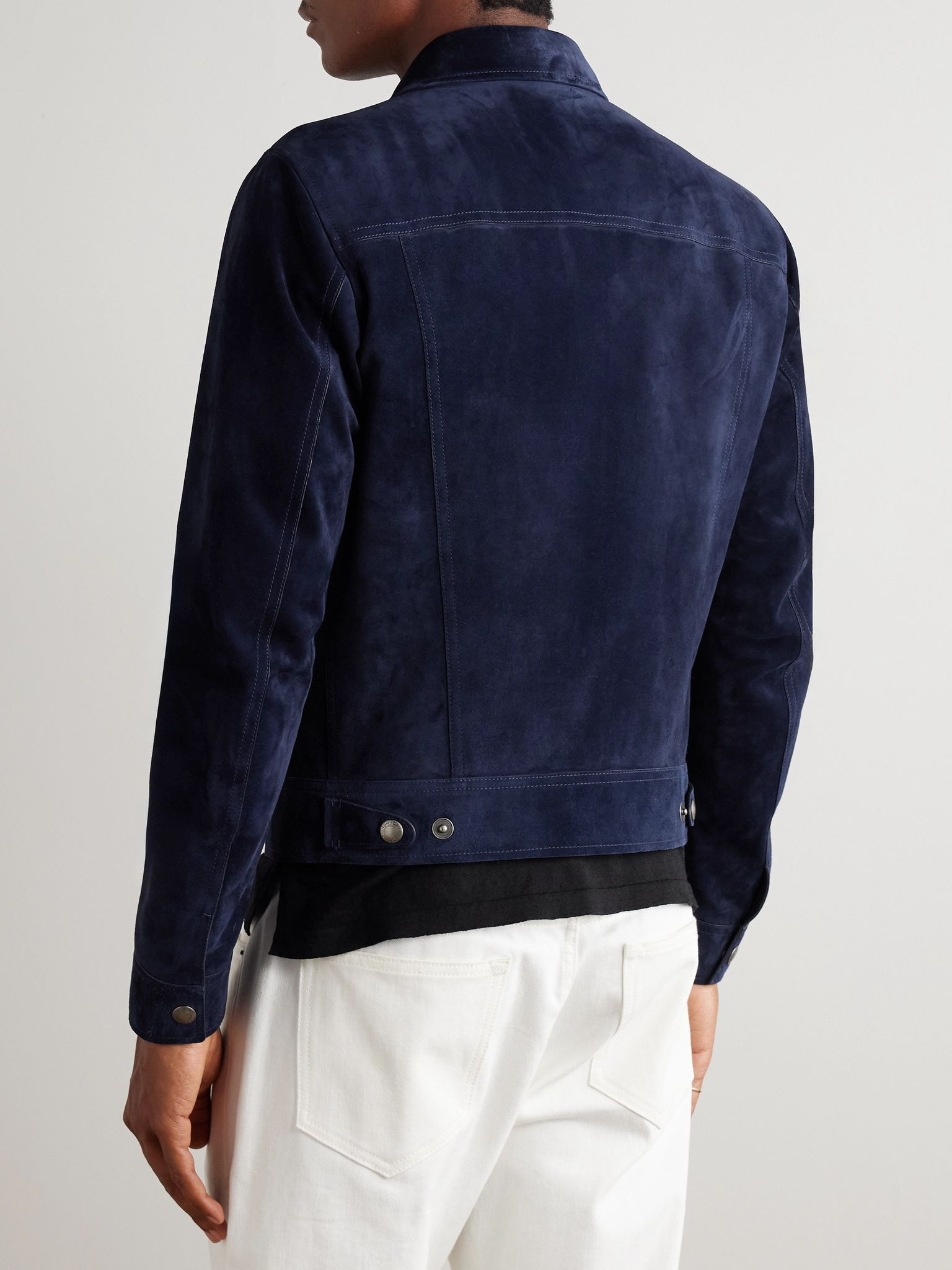 Slim-Fit Suede Jacket Blue - 4