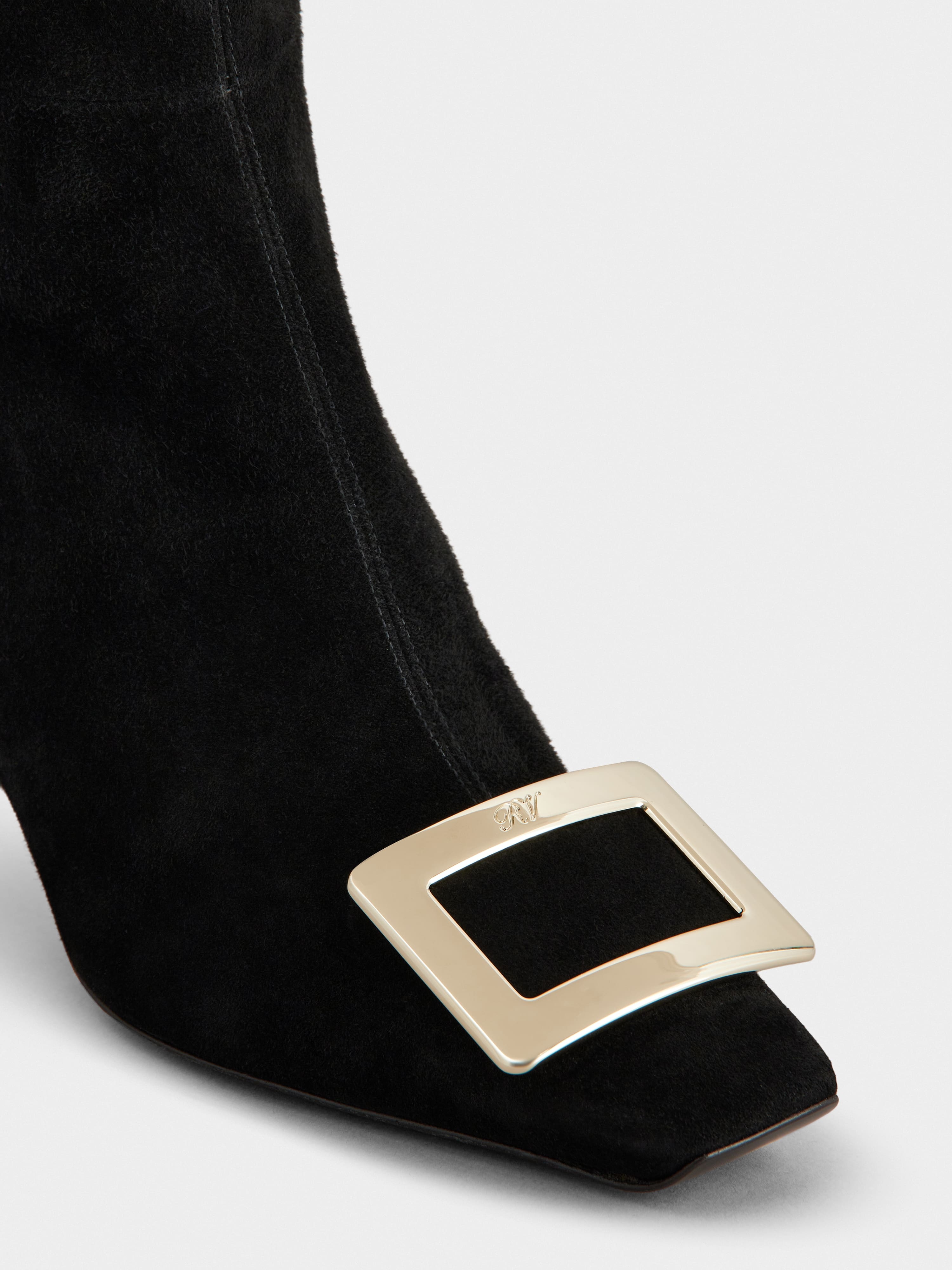 Belle Vivier Metal Buckle Boots in Suede - 3