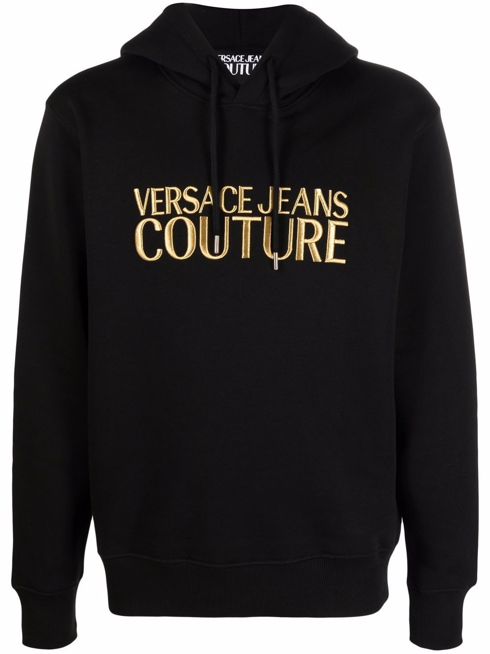 metallic logo-print hoodie - 1