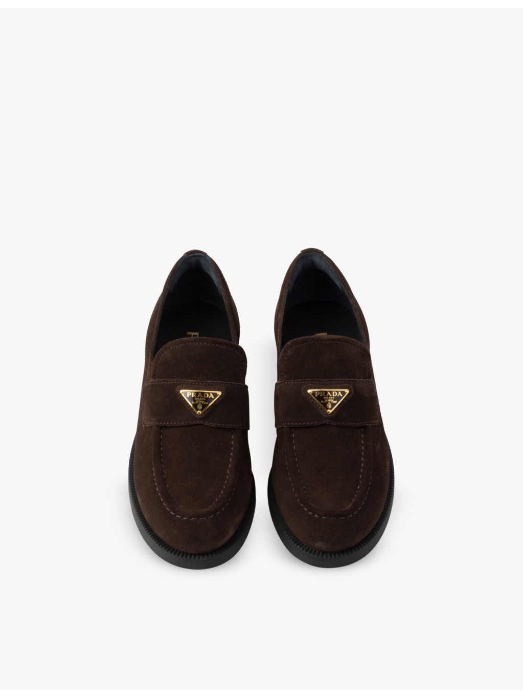 Logo-plaque chunky-sole suede loafers - 2