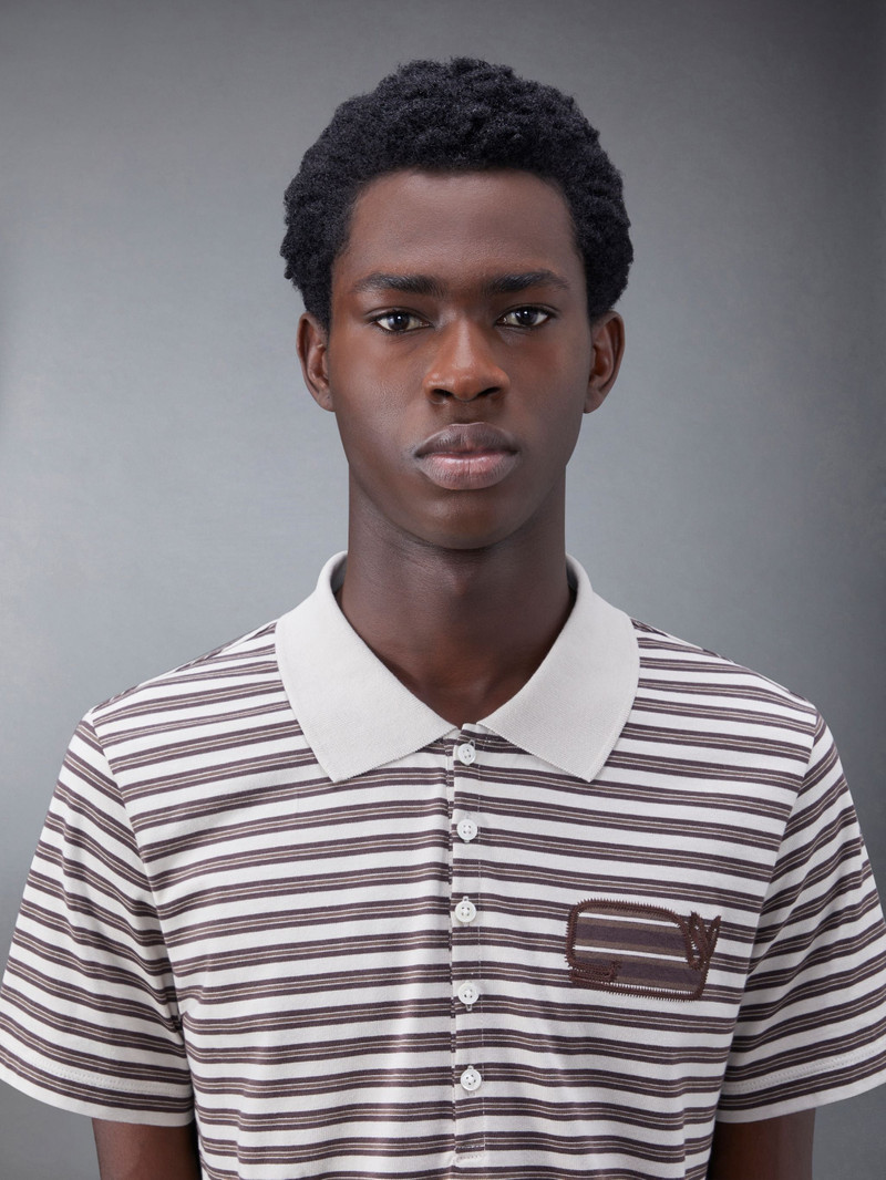 Stripe Jersey Whale Icon Short Sleeve Polo 5