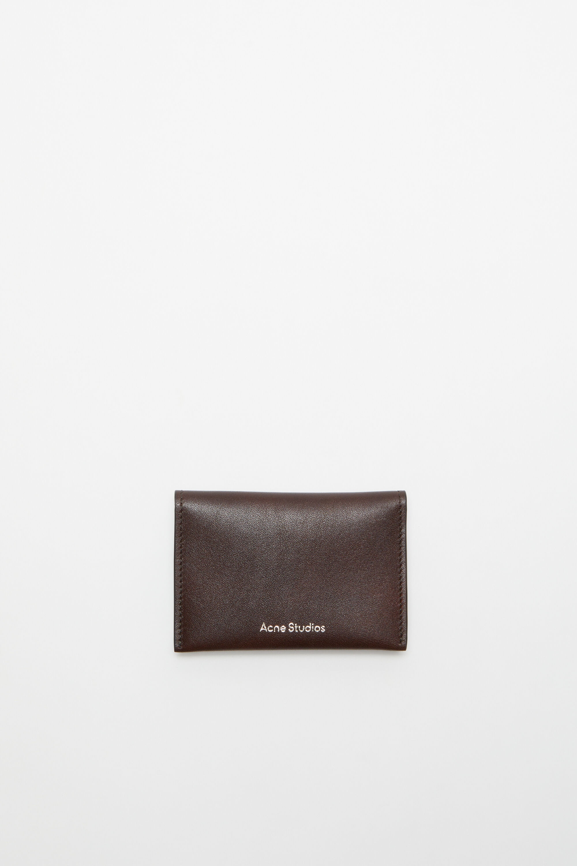 Folded leather wallet - Dark brown - 1