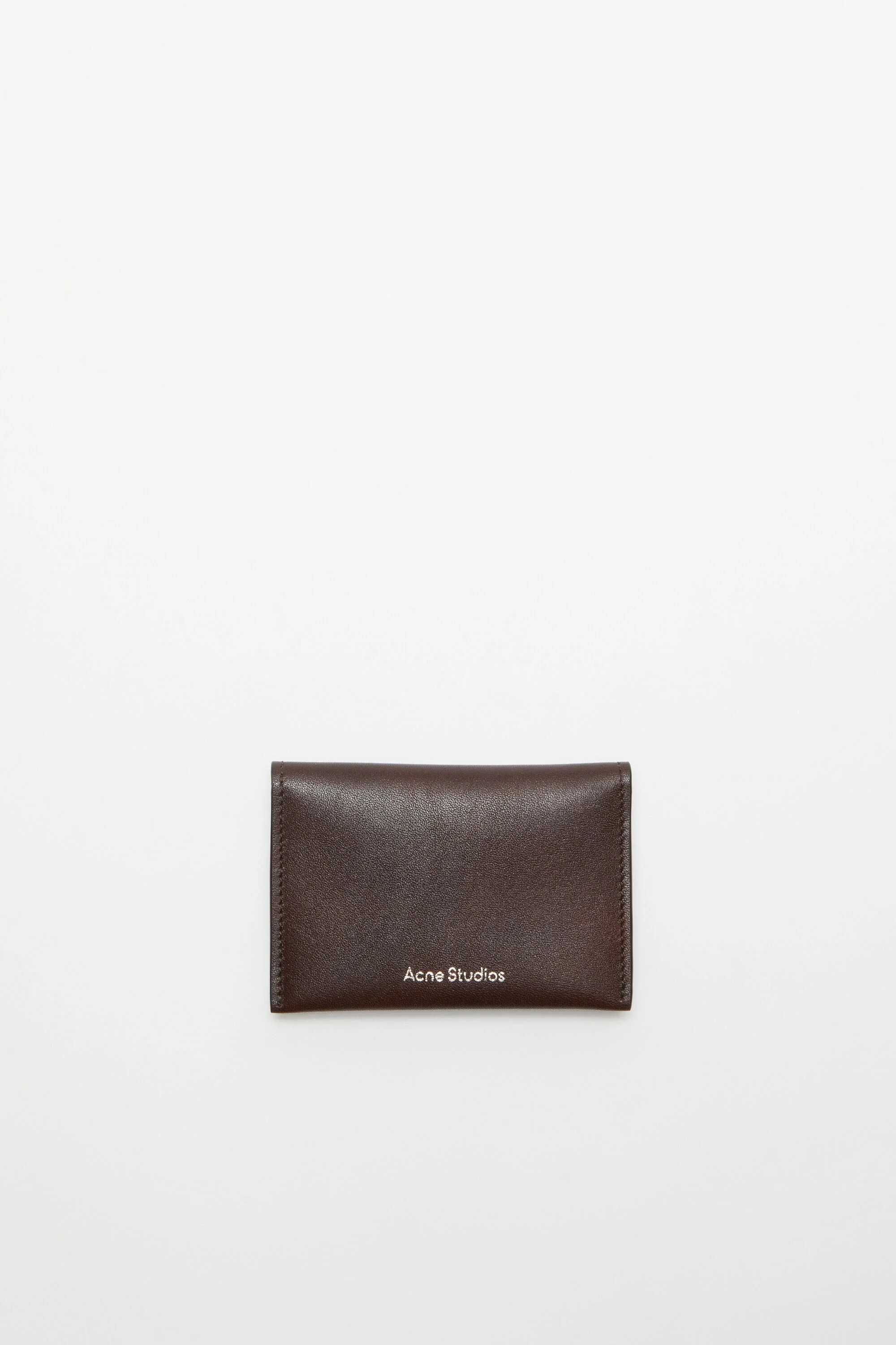 Folded leather wallet - Dark brown - 1