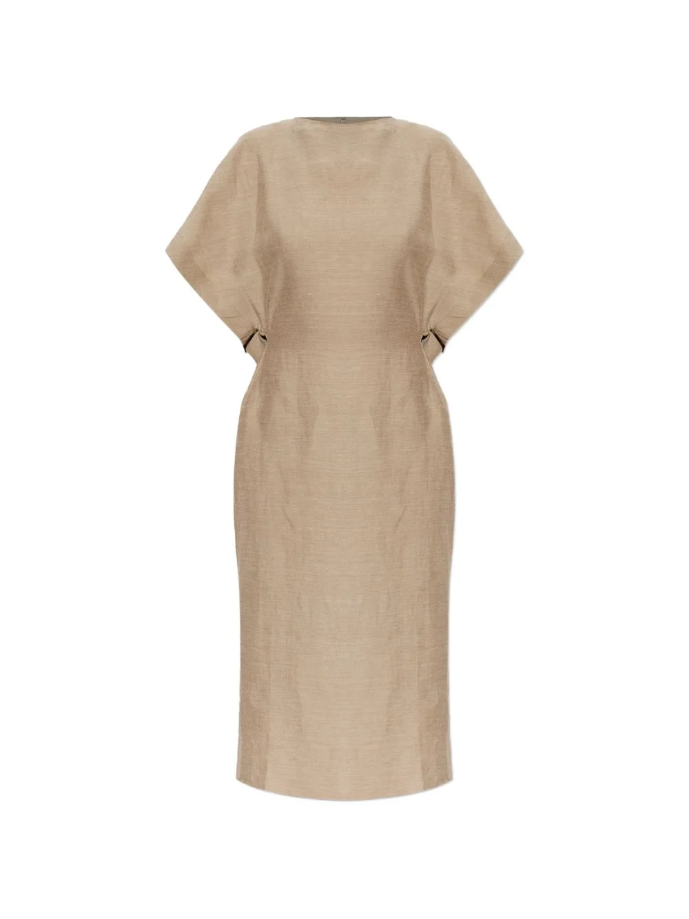 back-slit linen midi dress - 1
