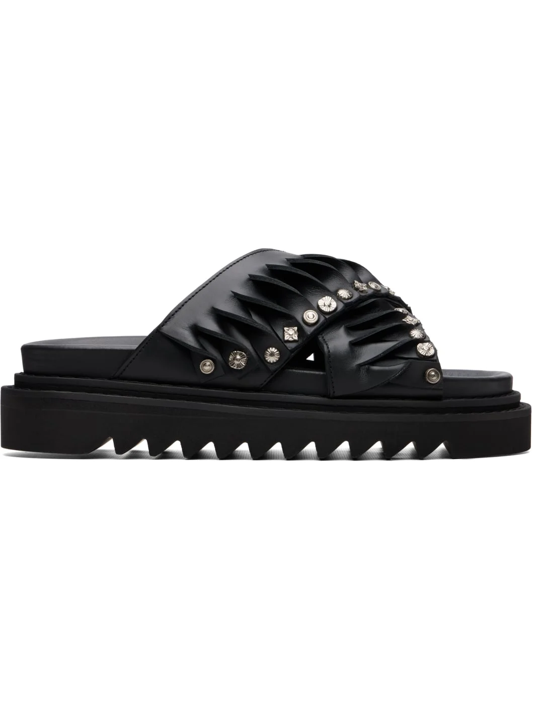 Black Leather Sandals - 1