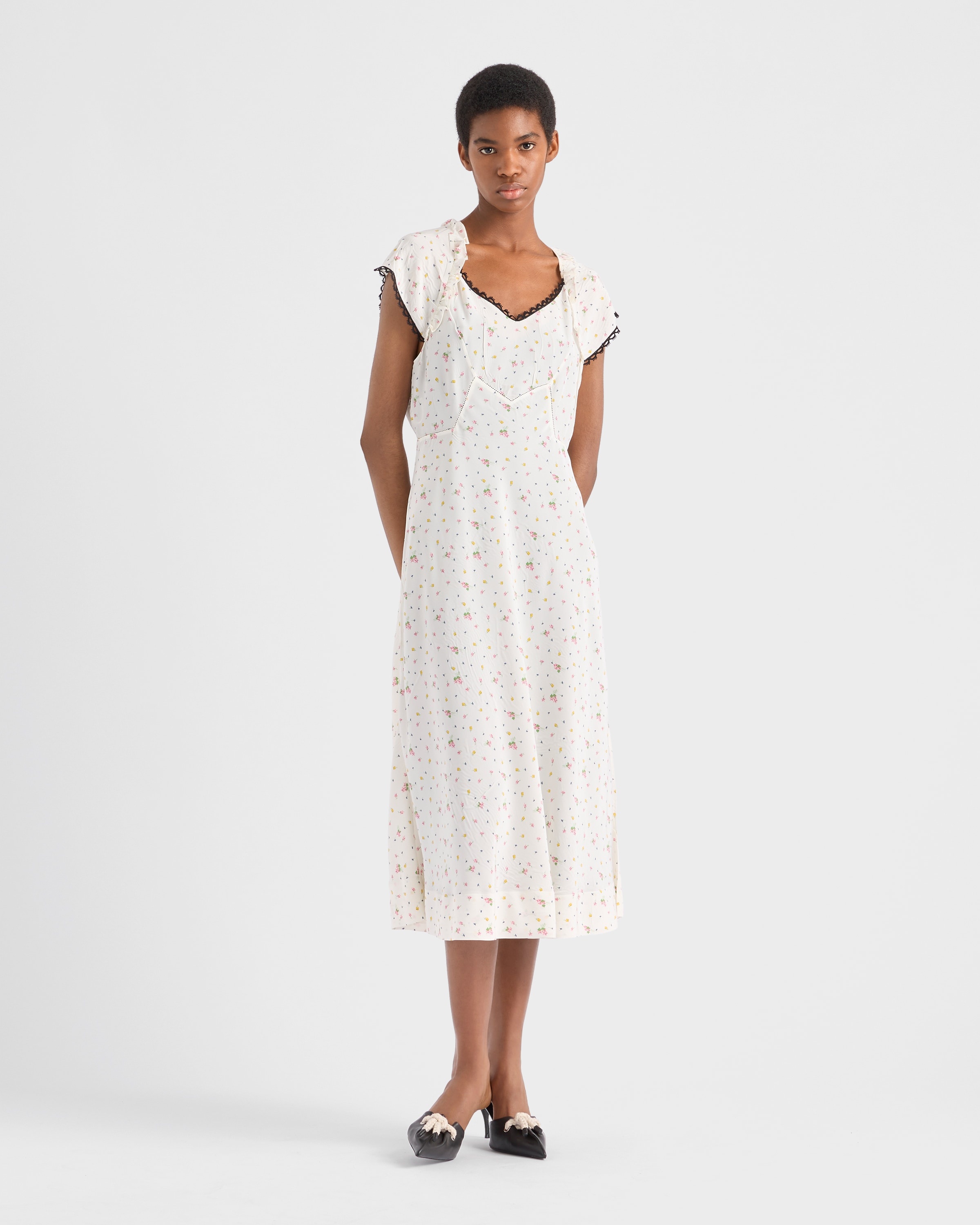 Floral print pongé dress - 2