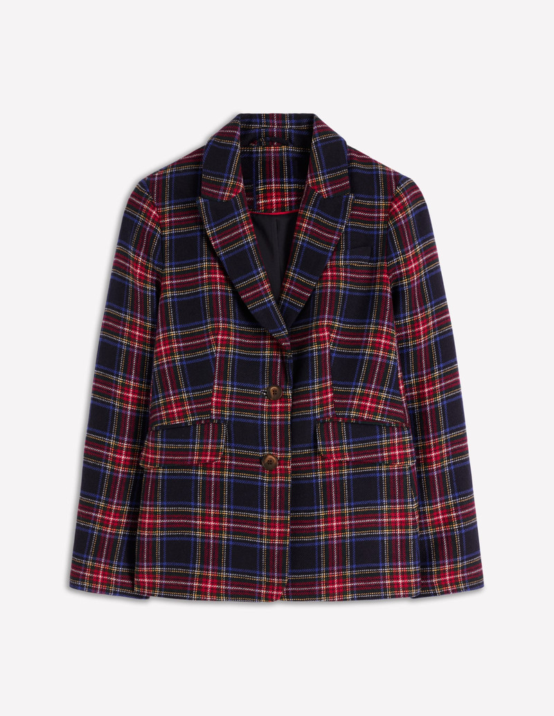 Stamford Wool-Blend Blazer-Navy, Green and Red Check 1