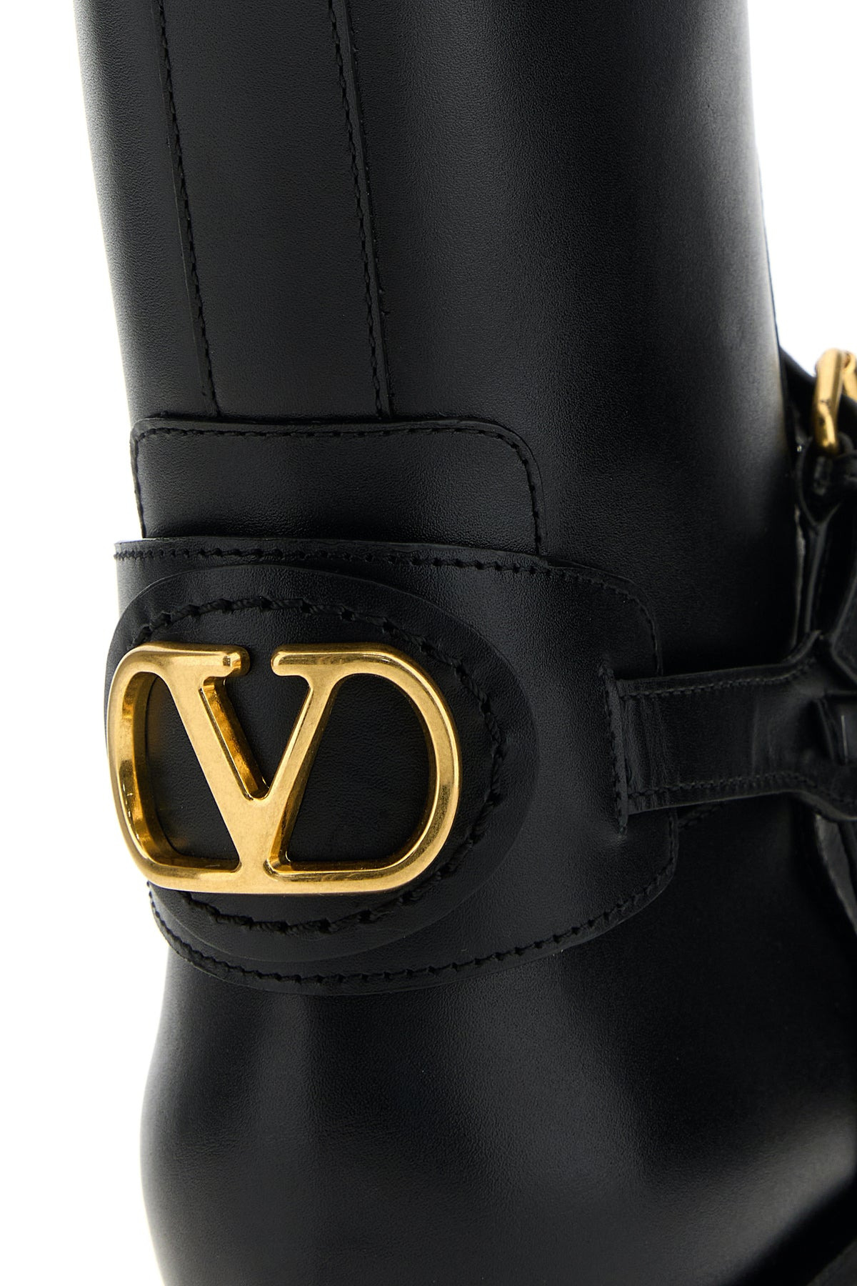 Black leather VLogo Signature ankle boots - 4