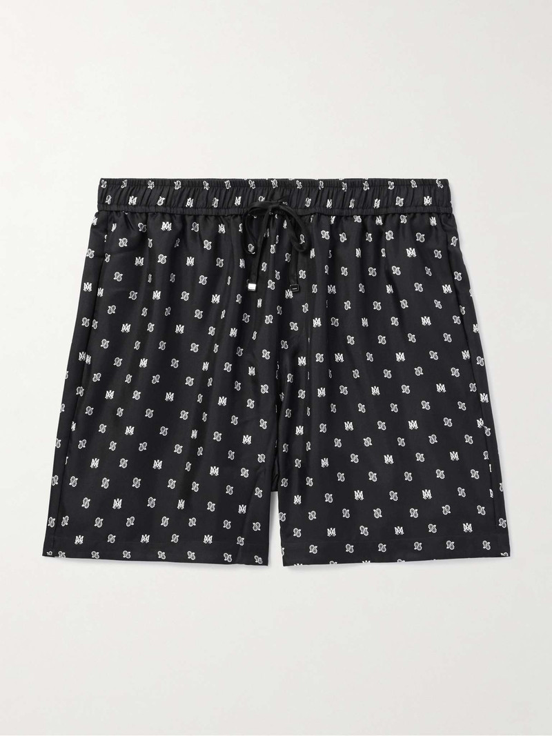 Straight-Leg Paisley-Print Silk-Satin Shorts 1