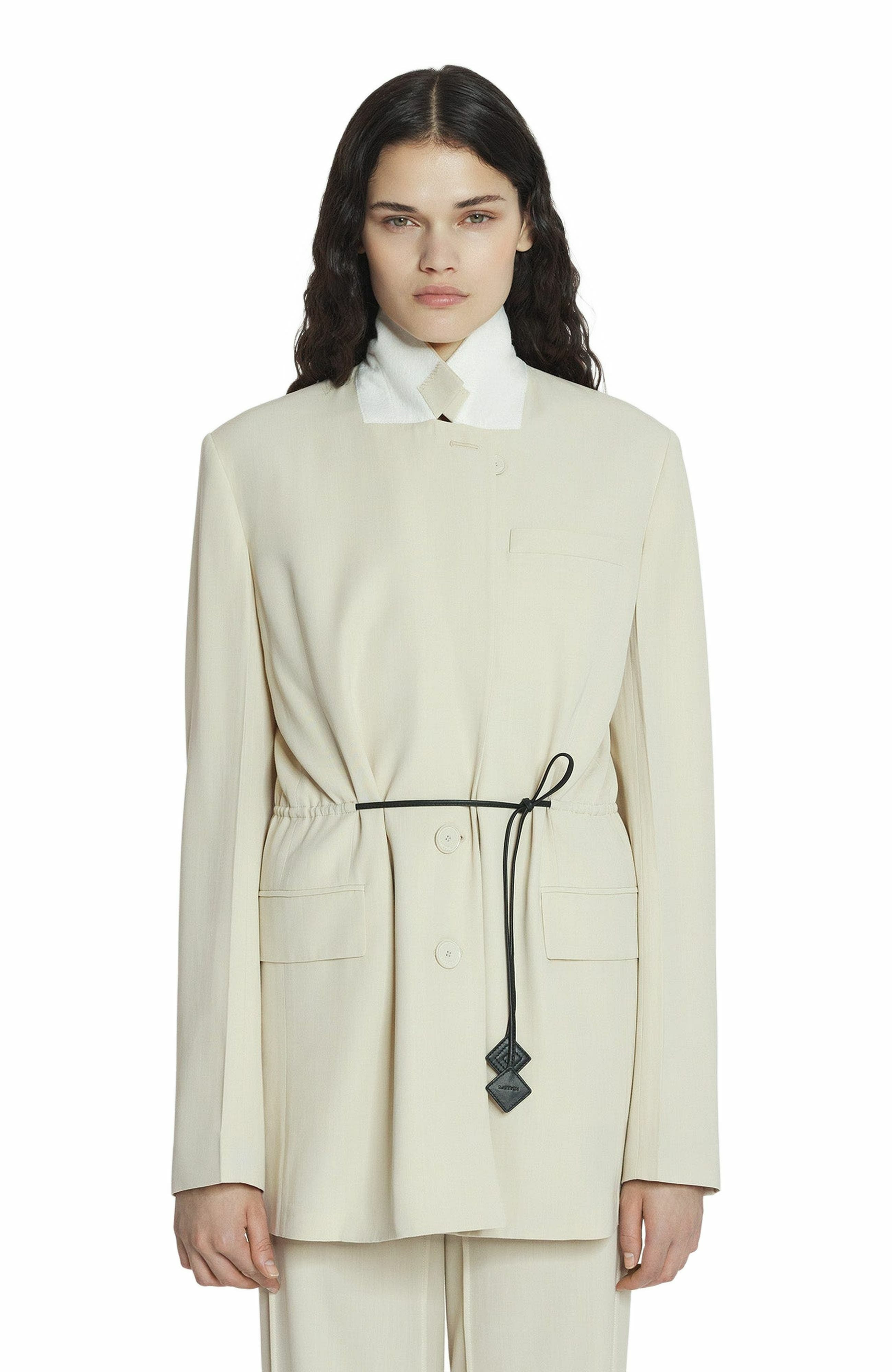 Lanvin Belted Wool Blend Jacket in Mastic at Nordstrom - 3