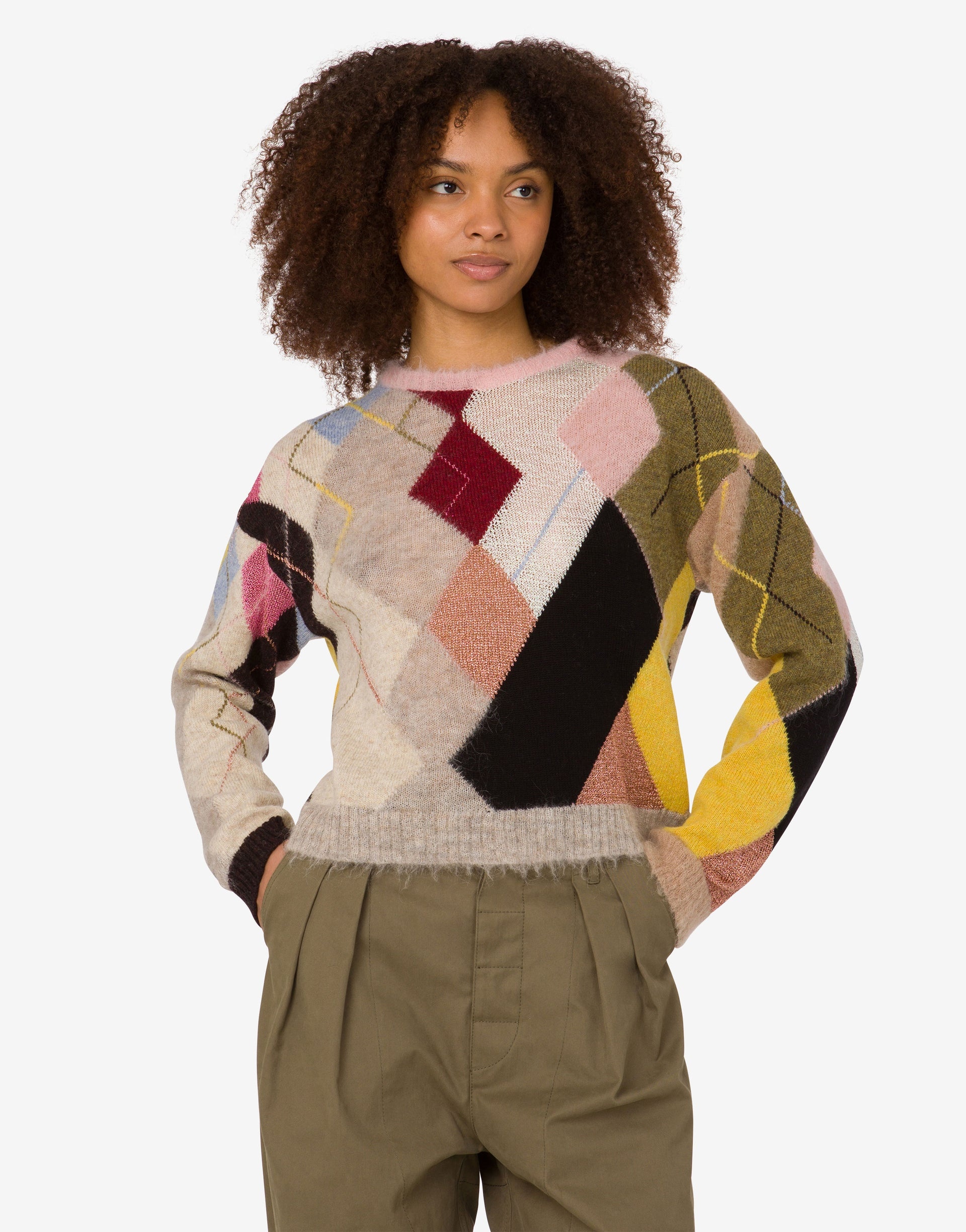 INLAID GAUZE MOHAIR PULLOVER - 2
