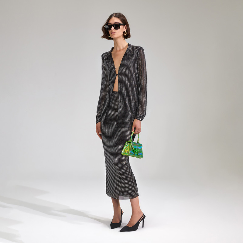 self-portrait Lime Metallic Bow Envelope Mini Bag outlook