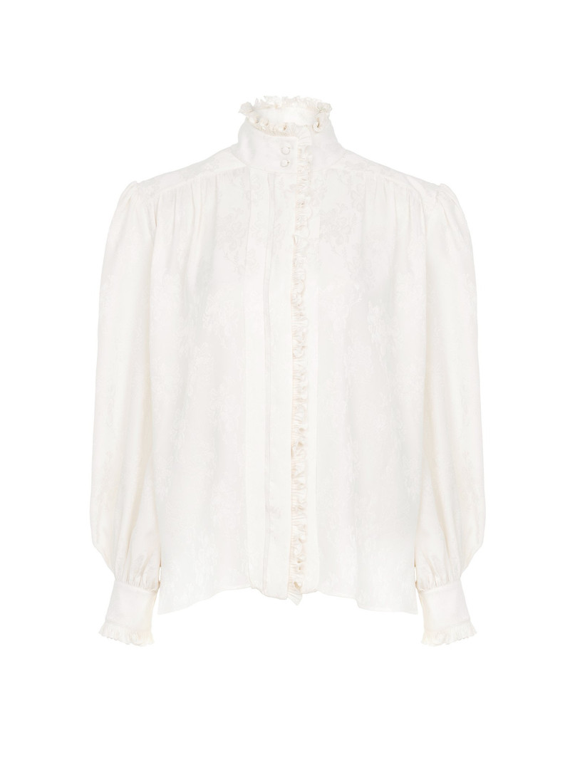 OVERSIZED RUFFLED BLOUSE IN SILK JACQUARD 1