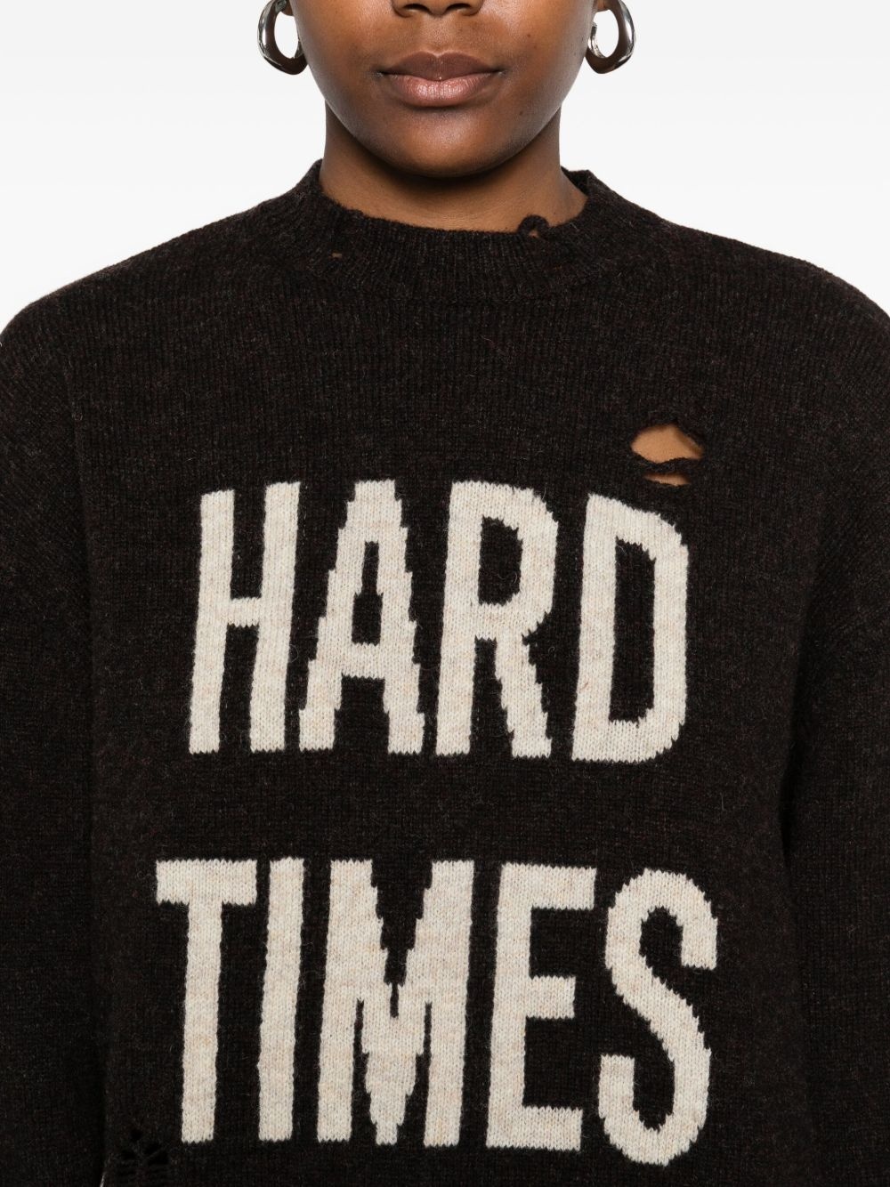 distressed crew-neck sweater - 5