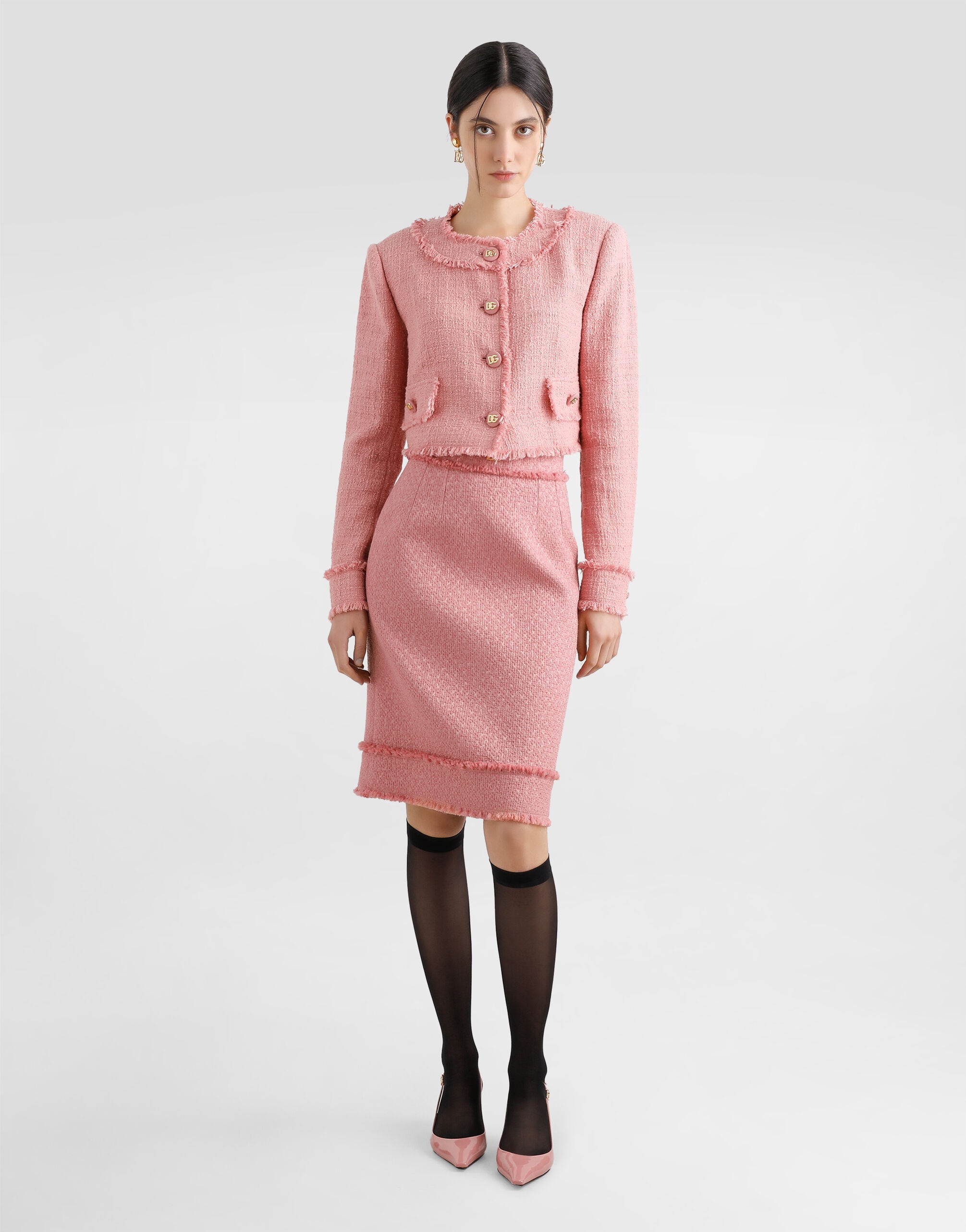 Dolce & Gabbana Short raschel tweed jacket | REVERSIBLE