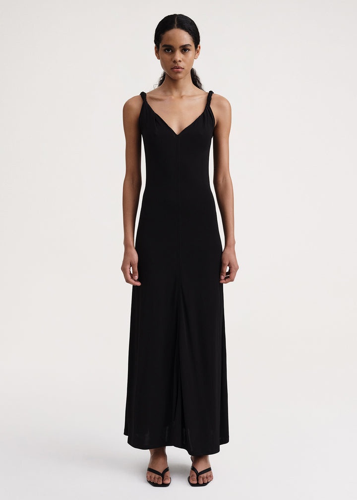 Twist strap jersey maxi dress black - 2
