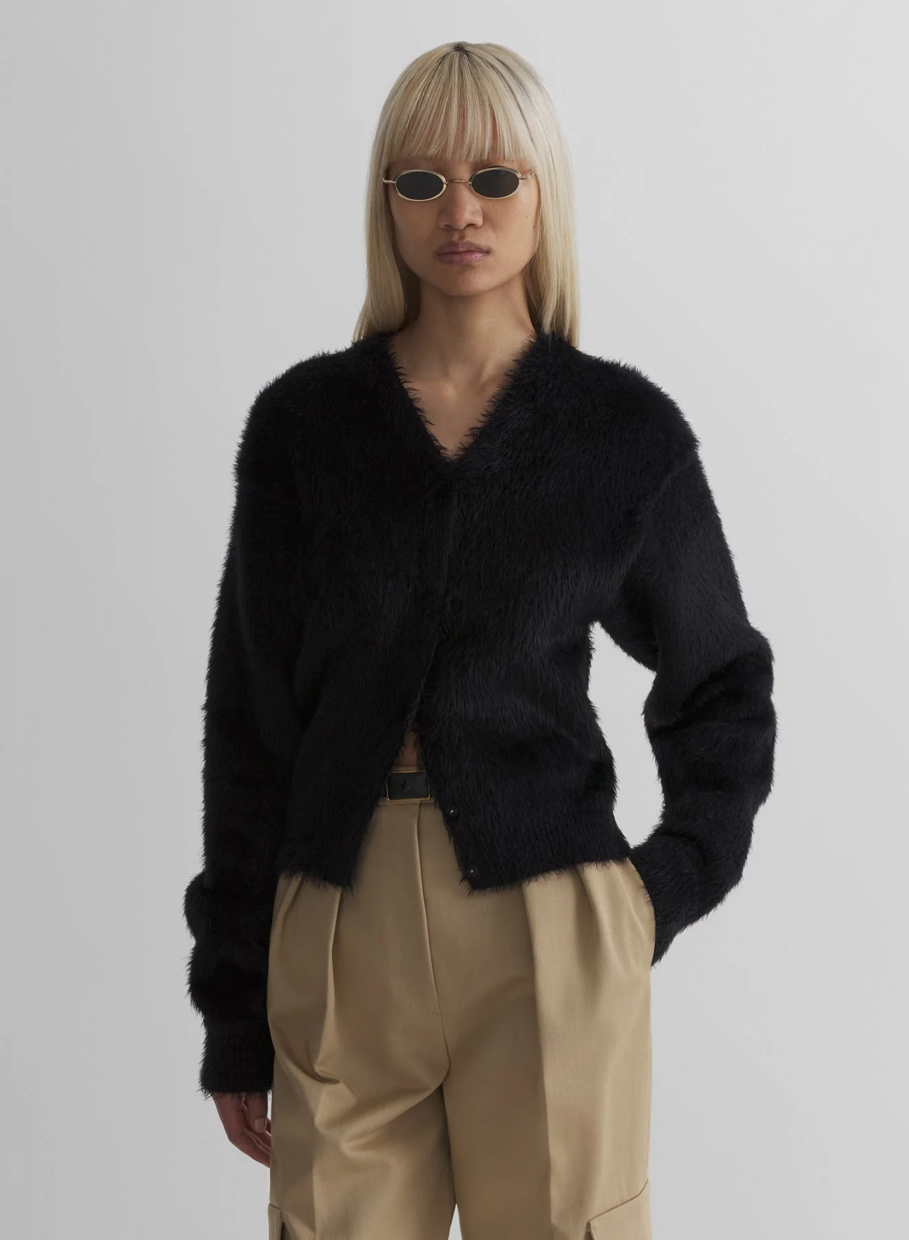 brushed knit cardigan - 1