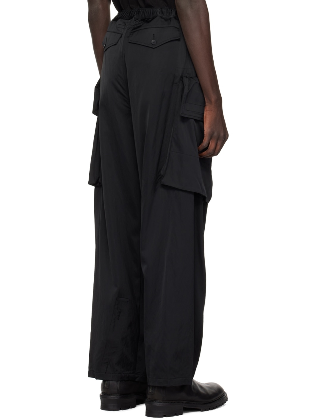 Black Wide Cargo Pants - 3