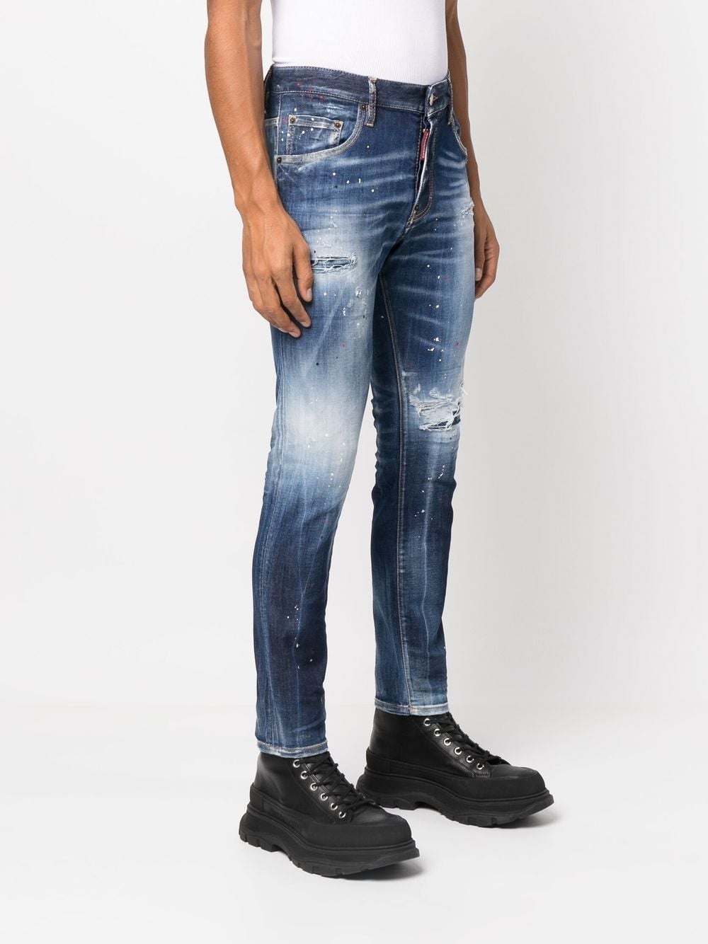 distressed slim-cut jeans - 3